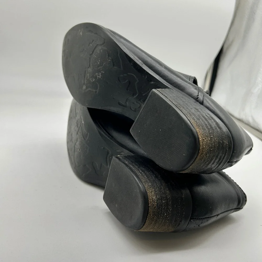 Steve Madden‎ Austin Black Leather Pointed Toe V-Cut Ankle Booties Women's 8.5M